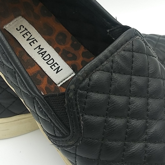 Steve Madden Black Quilted Upper Round Toe Platform Heel Slip On Loafer Sneaker - Picture 12 of 15